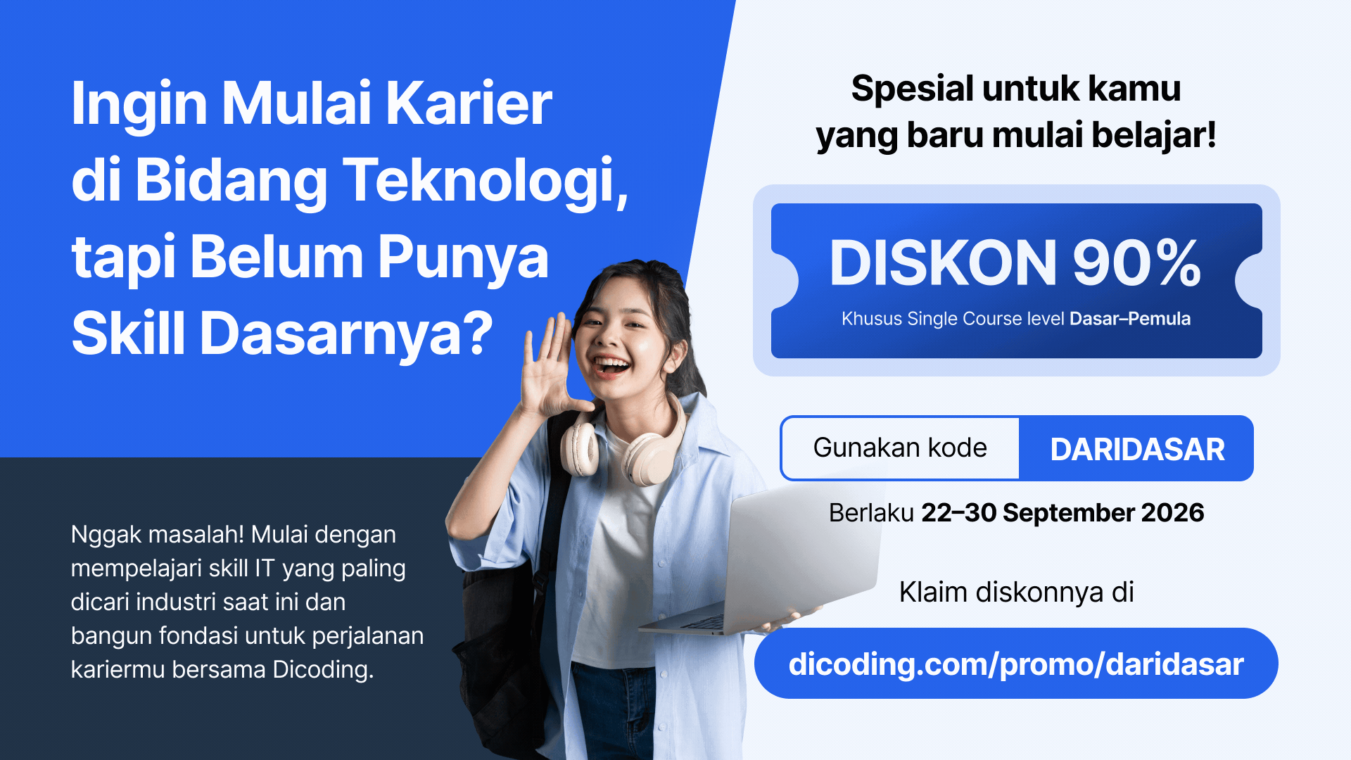 Spesial Diskon 90% Single Course Level Dasar-Pemula