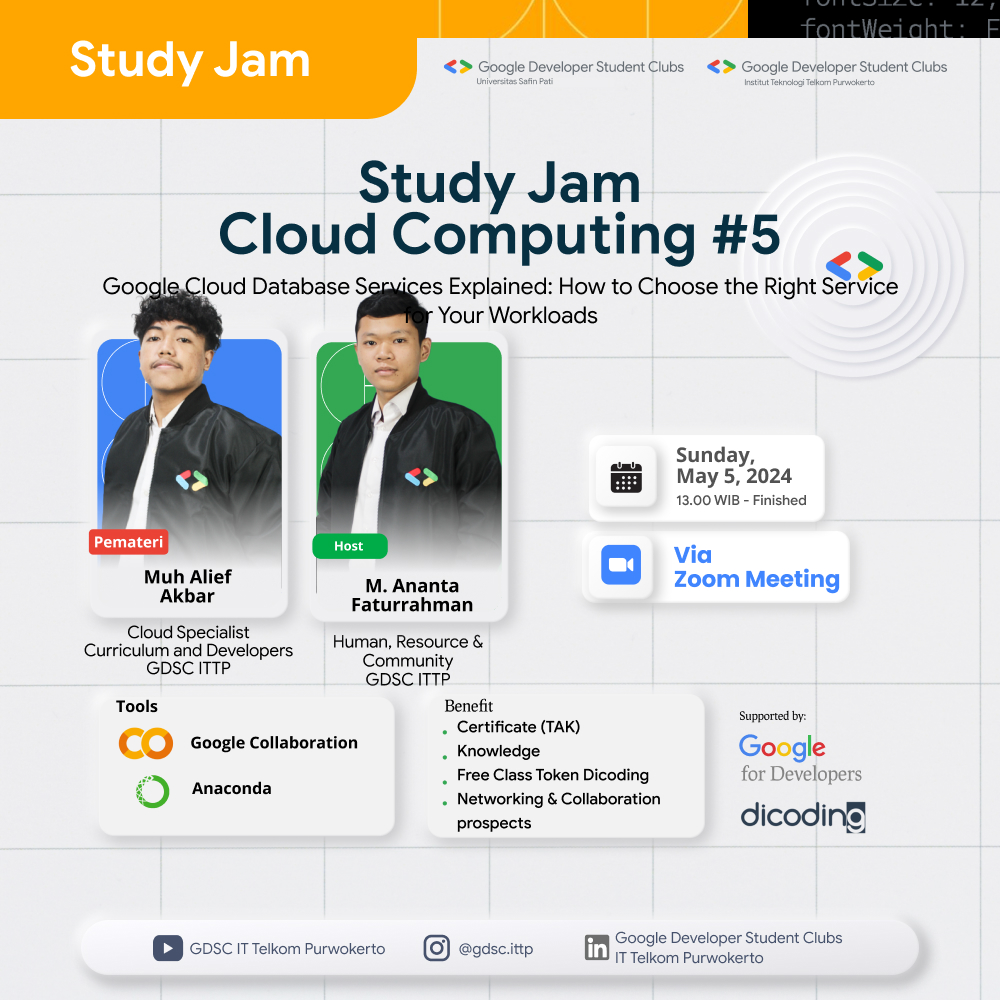 STUDY JAM CLOUD #5 “Google Cloud Database Services Explained: How to Choose the Right Service for Your Workloads”