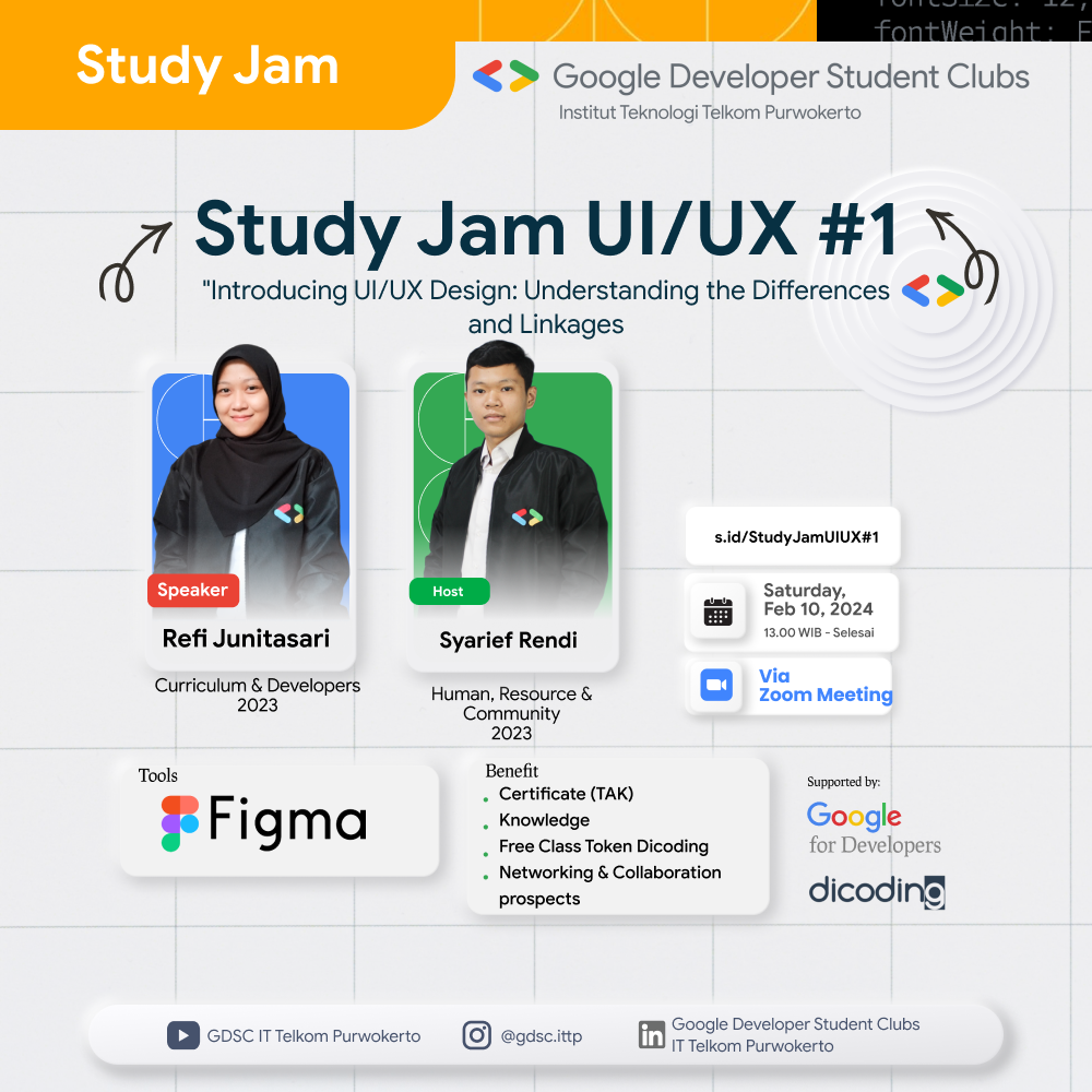 STUDY JAM UI/UX #1 "Introducing UI/UX Design: Understanding the Differences and Linkages"