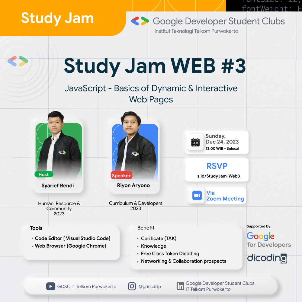 STUDY JAM WEB #3 &ldquo;JavaScript - Basics of Dynamic & Interactive Web Pages&rdquo;