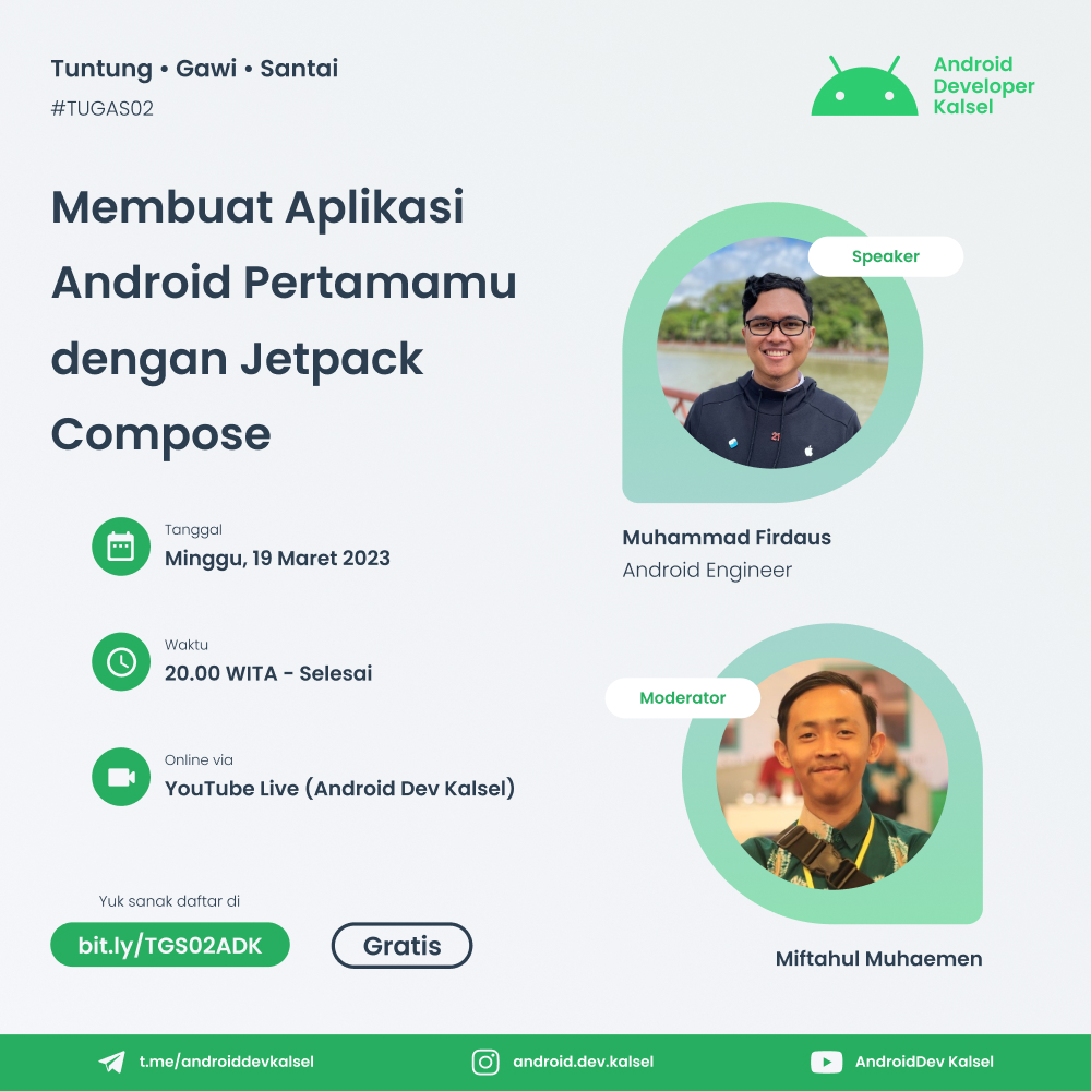 Membuat Aplikasi Android Pertamamu dengan Jetpack Compose - TUGAS 02 (Tuntung, Gawi, Santai), Komunitas Android Developer Kalimantan Selatan