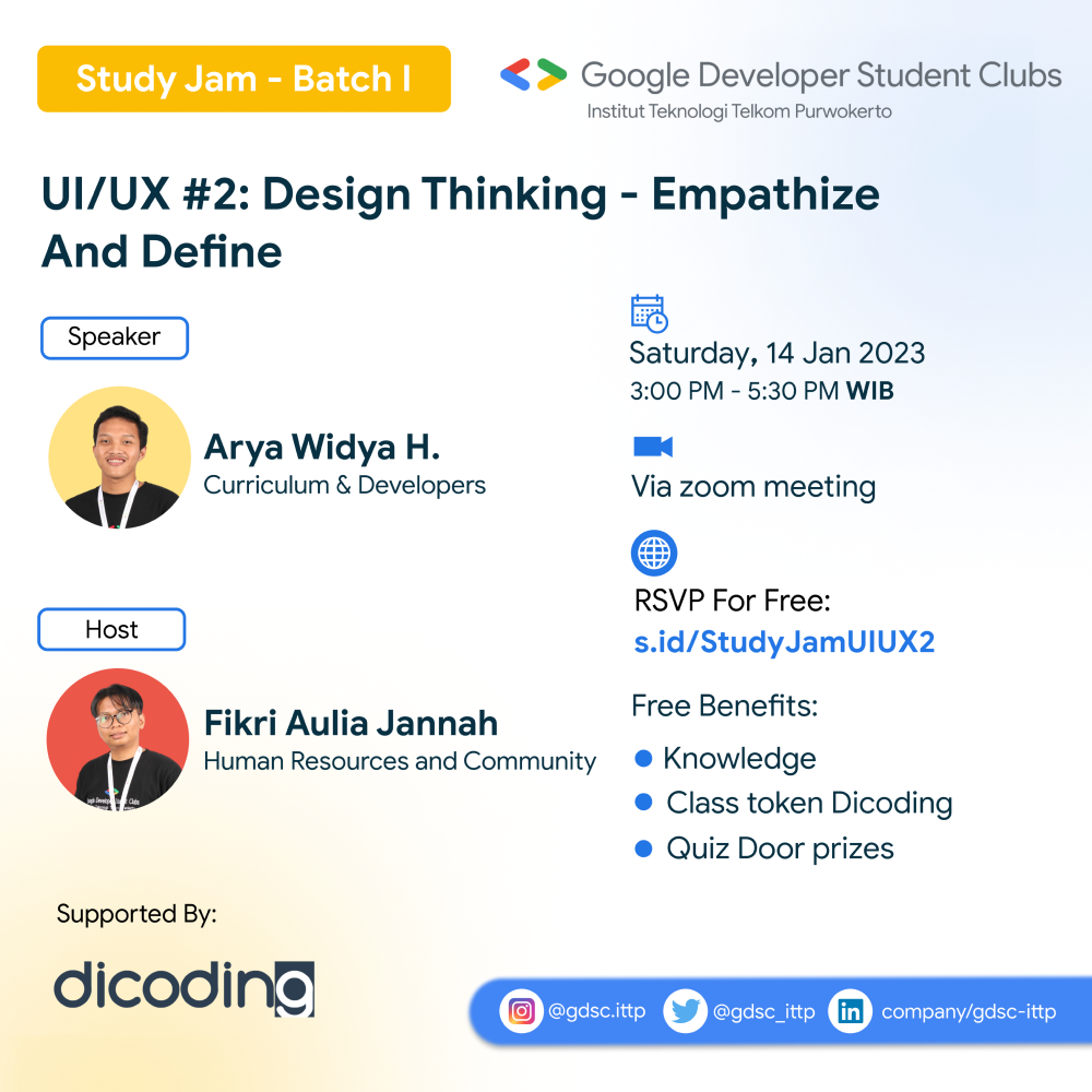 Study Jam - Batch 1 UI/UX #2: Design Thinking - Empathize And Define