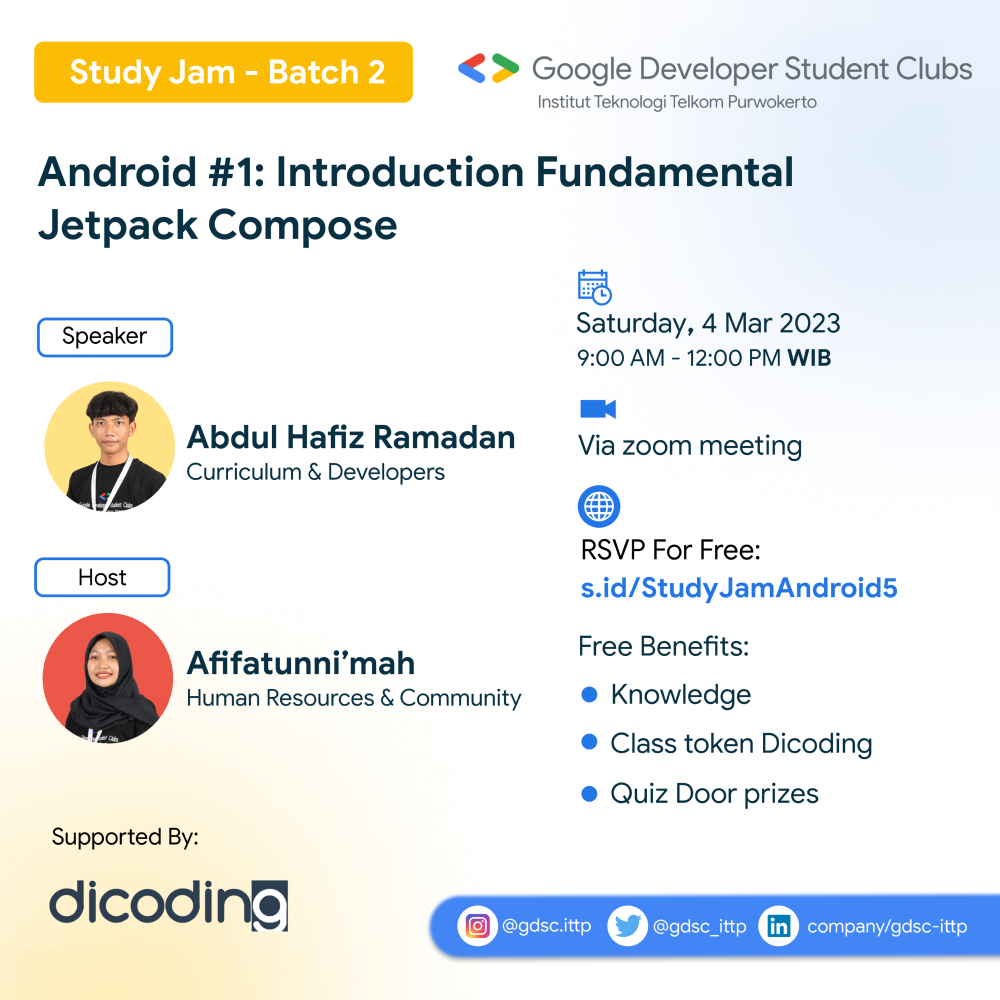 Study Jam - Batch 2 Android #1: Introduction Fundamental Jetpack Compose