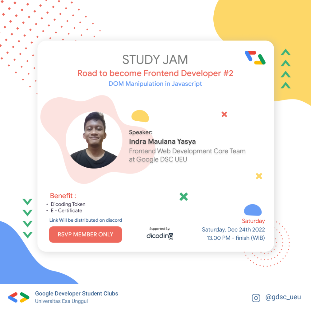 Study Jam - Road to Become Frontend Developer #2: DOM Manipulation in Javascript